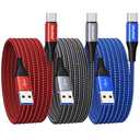 USB C Cable 10 ft 3Pack, Extra Long USB A to USB C Cable 10ft Braided Type C Fast Charging Cord for Samsung Galaxy S20 S21 S22 S23 S24 Ultra 5G S10 S9, A20 A51 A52 A72, iPhone 15 Series, PS5, Switch