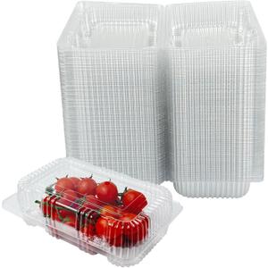80 Pack Clear Clamshell Food Containers, Plastic Hinged Food-Safe Takeout Containers Disposable To Go for Dessert Cake Salad Sandwich Hamburger Fruit Cake Cookie Bakery Business