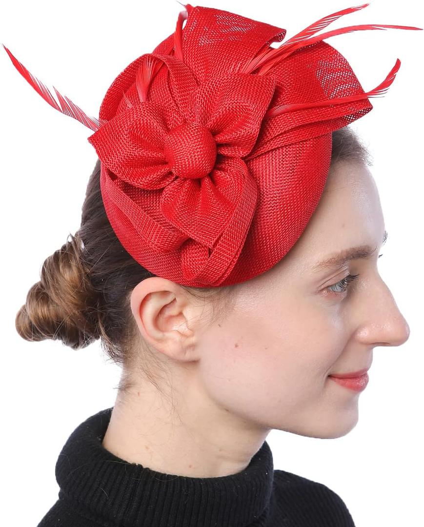 Fascinators Hat for Women Girls Sinamay Flower Feathers Tea Party Cocktail Headband Hair Clip