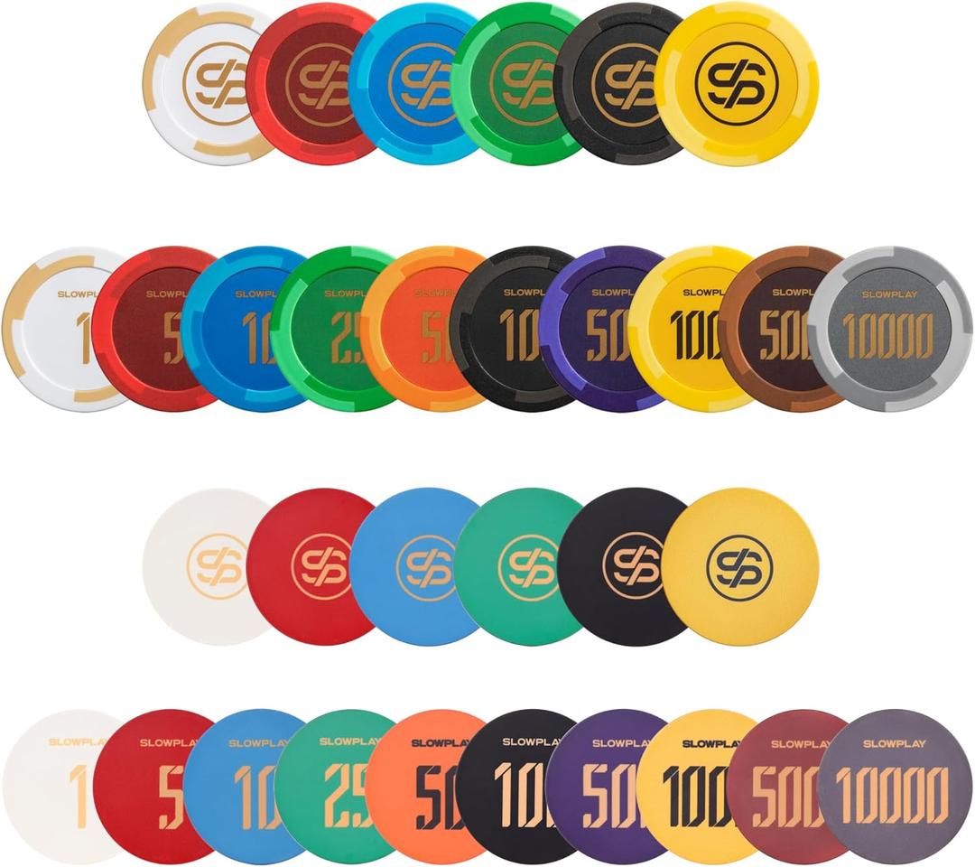 SLOWPLAY Poker Chip Sample Set | Clay Poker Chips & Ceramic Poker Chips | Numbered Chips, Blank Chips | 50pcs per Pack