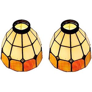 HUIMEIJU Tiffany glass single lampshade 2PCS set Orange glass fan lamp, wall lamp, chandelier replacement lampshade 6 inch stained glass single lampshade