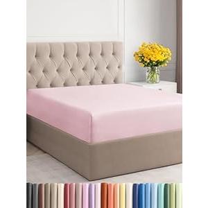 Twin Size Fitted Bed Sheet - Hotel Luxury Single Fitted Bottom Sheet Only - Fits Mattress Between 8 to 16 inches - Deep Pockets, Extra Soft & Wrinkle Free - Comfy Breathable & Cooling - Lavender Pink