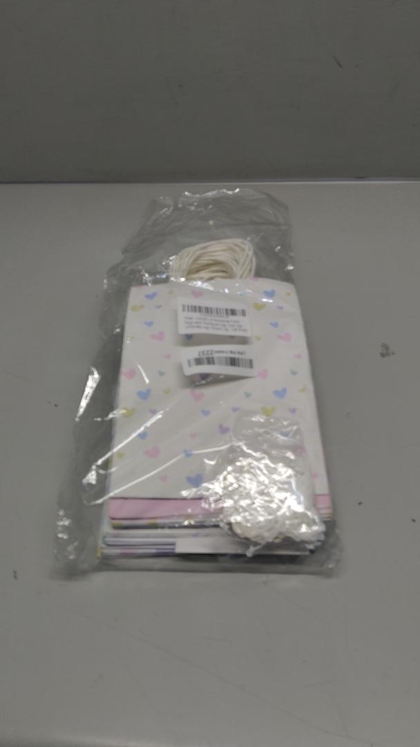 OFIHANLY 28Pcs Party Favor Bags for Kids Birthday, Small Paper Goodie Bags for Birthday Party Favors Kids Candy Gift Bags Bulk with Handles (Color Heart)