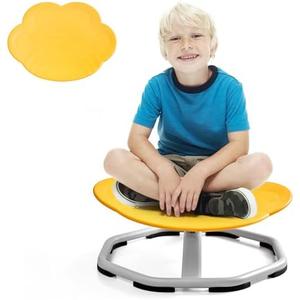 JooKiddie Spinning Chair for Autistic Kids, Cat Paw Shape Sensory Swivel Chair, Durable & Non-Slip Design, Body Coordination Training (Yellow)