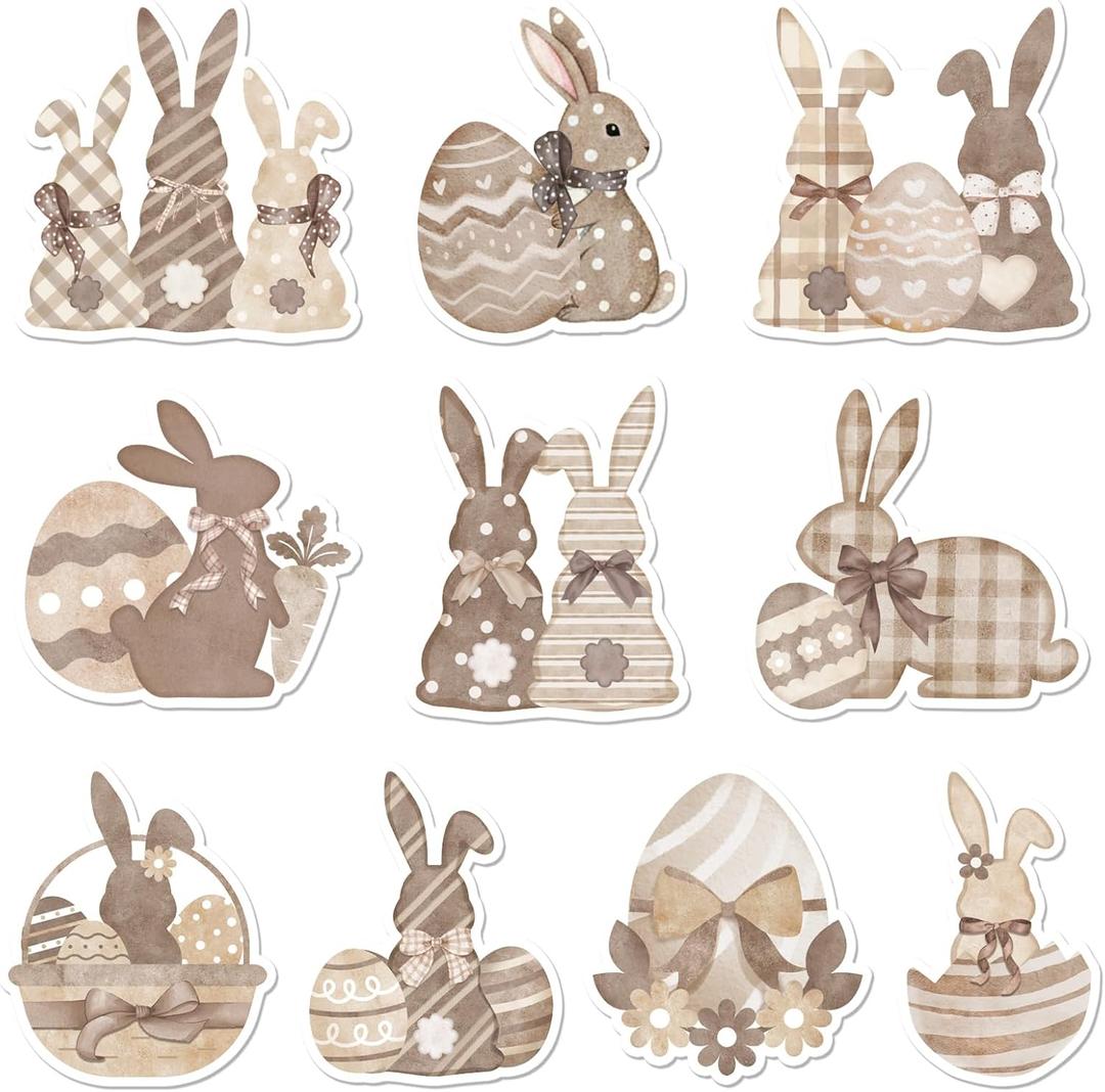 Eaasty 30 Pack Easter Bunny Sticky Notes Polka Dot Rabbit Memo Pad Self-Adhesive Easter Striped Checkered Notepad for Classroom Student Office Spring Gifts Party Favors