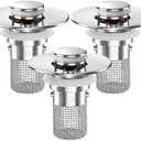 Bathroom Sink Drain Strainer, Pop-up Sink Drain Strainer with Removable Stainless Steel Strainer Basket Hair Catcher, Bathroom Sink Strainer for Bathroom Sink Stopper Replacement (1pcs)