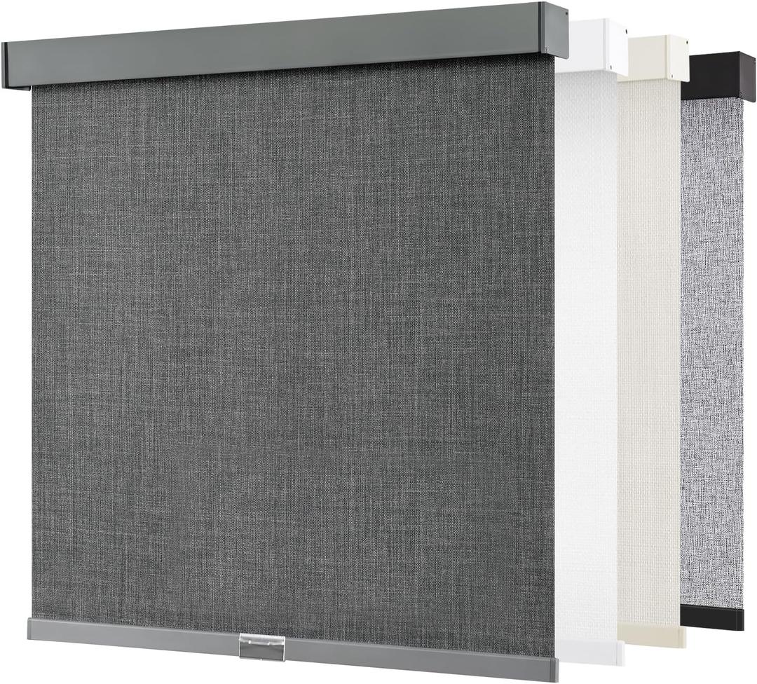 AOSKY Blackout Roller Shades Cordless Blinds for Windows, Free-Stop Shades with Valance, Thermal Insulated Fabric, UV Protection, Blinds for Home and Office (36" W x 72" H, Linen Grey)