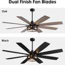 LuminFan 72 inch Large Ceiling Fans with Lights and Remote, Black Modern Ceiling Fan for Living Room, Patios, 6 Speed Reversible Quiet DC Motor, 8 Blades, Easy to Install
