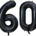 40 Inch Black 60 Number Balloons Giant Jumbo Huge 60 Foil Mylar Helium Number Digital Balloons Black Birthday Mylar Digital Balloons 60 Birthday Party 60th Anniversary Events Party Decorations