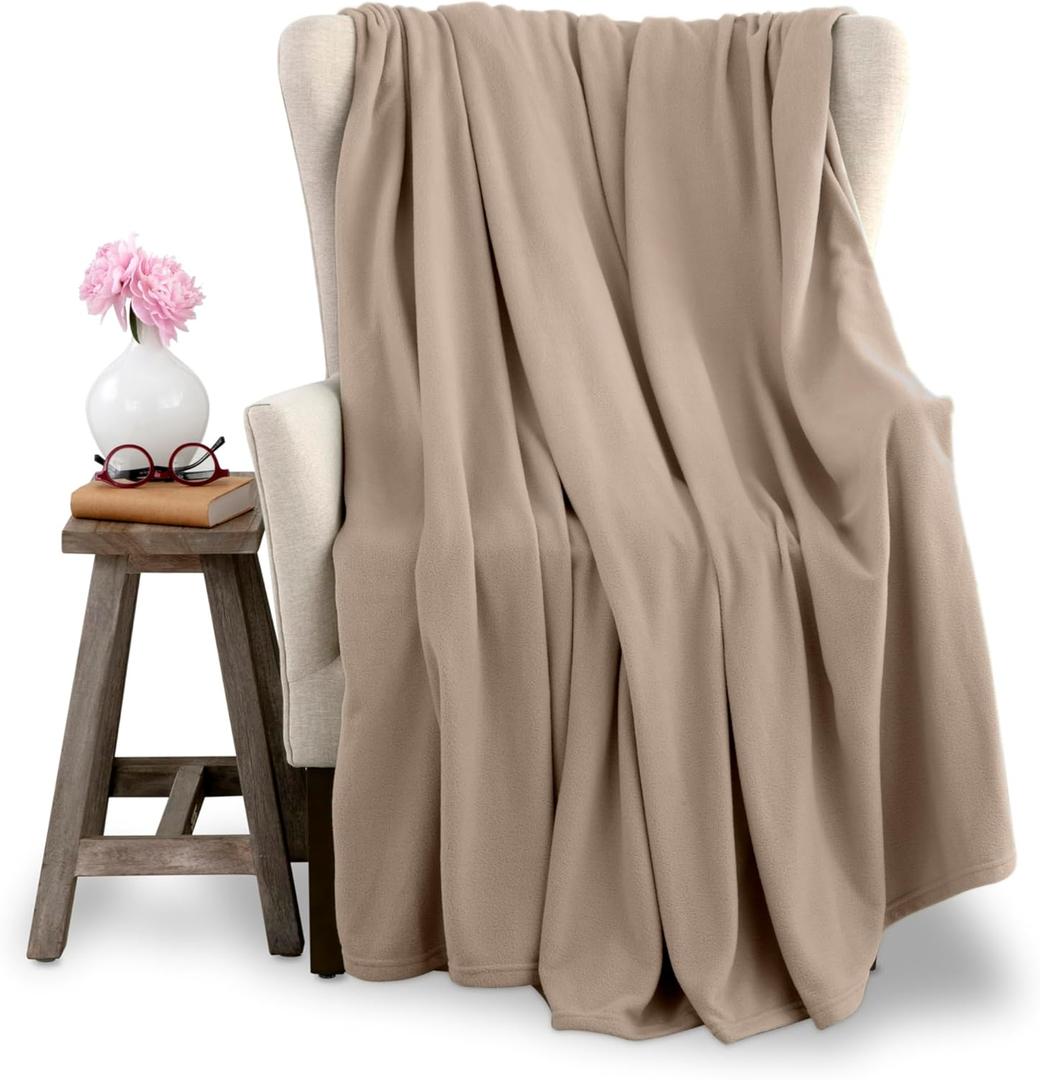 Vellux King Size Microfleece Blanket | Fleece Bed Blanket | All-Season Comfort | Supersoft Lightweight | Plush Throw Blanket for Bed Couch or Sofa | Pet-Friendly | Nutmeg