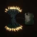 MULTI-SPARKING Battery Operated Christmas Lights - 2 Pack 50 LED Warm White Mini String Lights for Small Tree, Wreath, Crafts, Indoor/Outdoor Decor, 8 Modes & Memory Function, 18.3 Feet Green Wire