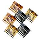 6 Pcs French Hair Side Combs for Women Bun Small Twist Hair Decorative, Strong Hold Clips for Women Bun(Brown, Black) (Black, Tortoise Shell)
