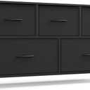 SONGMICS Dresser for Bedroom, Wide Dresser with 5 Fabric Drawers Chest of Drawers with Steel Frame, for Closet & Entryway, Ink Black and Ebony Black, BELLAH Collection ULGS322B01S, Size: 11.8"D x 38.9"W x 20.6"H (5 Drawers)