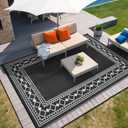 Garvee Modern Geometric Outdoor Rug 9x18, Stylish Reversible Waterproof Floor Mat for Patio Furniture, Deck, Poolside, Camping, RV, Balcony and Backyard Decor