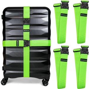 Untethered 4-Pack Luggage Straps | Durable TSA-Approved Suitcase Belt Straps | Adjustable Bag Straps for Secure Luggage Wrapping | Heavy-Duty Buckle Straps for Travel