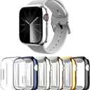 Rc-Z Case for Apple Watch Series 9/8/7 45mm, [6-Pack] Soft TPU Screen Protector Ultra-Thin Full Face Cover Replacement Bumper Accessories for iPhone Watch iWatch Series 9/8/7 45mm (Black/Navy Blue/Silver/Starlight/Gold/Clear)