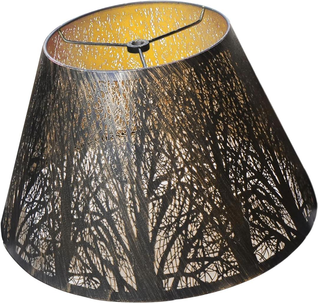 Antique bronze gold lamp shade,black large lamp shade, metal lamp shade,Living Room,decorative lamp shades,7" top x 13" bottom x 7.8" high - fits lampshades for floor lamps, lampshades for table lamp