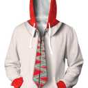 Unisex Adult Halloween Jacket Hoodie Print Cosplay Costume Zipper Hooded Sweatshirt, 2XL