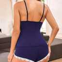 Avidlove Sexy Pajamas Set for Women Lace Modal Cute Lingerie Sets 2 Piece Cami Pj Shorts Set Sleepwear (Blue, XL)