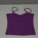 Going Out Tops for Women - Sexy Crop Tank Top Double Lined Spaghetti Strap Trendy (Small, Dark Purple)