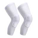 PISIQI Knee Pads Compression Pads Long Leg Sleeve Collision Avoidance Brace Protection Knee Sleeve for Basketball Football Volleyball Cycling (1 Pair) (Small, White)