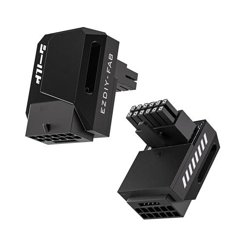 EZDIY-FAB PCIe 5.1 Adapter - 600W 12+4pin,16pin 12VHPWR GPU Power Connector,12V-2x6 GPU Adapter,90 Degree Right Angle - Compatible with RTX 3090Ti, 4070Ti, 4080, 4090 GPU - RVS Type, Black, 1 Pack