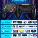 Hall Effect Bluetooth Controller with 2.4G Adapter, Wireless Switch Controller for Nintendo Switch 2/Switch/Lite/OLED, game controllers Compatible with PC/iPhone/Mac/iPad/iOS/Android/Phone/Steam and TV with Rotary Motors, RGB Hall Effect Joysticks/Macro Back Buttons/Turbo Modes/6-Axis/Motion (Black with 2.4G)