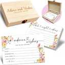 50 Pcs Advice and Wishes for the Mr and Mrs Cards in Box - Bridal Shower Guest Book - Perfect for Newlywed Games, Reception Decor, Engagement Parties & Anniversary Wishes(Champagne) - B03 (Set with Wooden Box, Colorful)