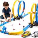 Slot Car Games Race Cars Toys for Boys Kids Age 5-7, Toy Cars Track Set with 4 Slot Cars, Loops and Circular Track, Slot Car Race Track Sets for 3 4 5 6 7 8+ Year Old Boy Girl Birthday Gifts