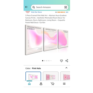 3 Piece Framed Pink Wall Art – Abstract Aura Gradient Canvas Prints – Aesthetic Minimalist Room Decor for Bedroom, Dorm, Bathroom, Living Room – Coquette Pastel Wall Decor 16x24in