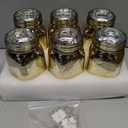 Layhit 6 Pcs Painted Mason Jars Colored Painted Mason Jars Centerpiece for Table with 6 Pcs 9.84 ft 30 LED Operated Fairy Lights for Wedding(Gold)