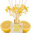 Reed Diffuser Set - 3.38 fl oz Lemon Verbena Premium Scented Oil with Preserved Baby's Breath & Cotton 6 Sticks | Long-Lasting Aromatherapy for Home, Bedroom, Bathroom, Office Home Decor