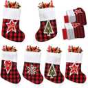 TWSANTAMAS 36 Pack Mini Christmas Stockings, 7 Inch Red Buffalo Plaid, Hanging Decorations for Fireplace Mantel, Home Holiday Decor