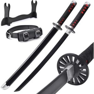 Demon Slayer Sword for Kids 31inch - Bamboo Blade with Belt and Sword Stand - Anime Sword Original Texture，Demon Slayer Katana for Cosplay Purpose