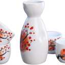 Tosnail 5 pcs Ceramic Japanese Sake Set - Orange Blossom
