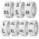 Clothing Size Stickers Labels 1 Inch Round Self Adhesive XS-3XL 7 Sizes for Apparel T Shirts Trousers Skirt Retail 3500pcs