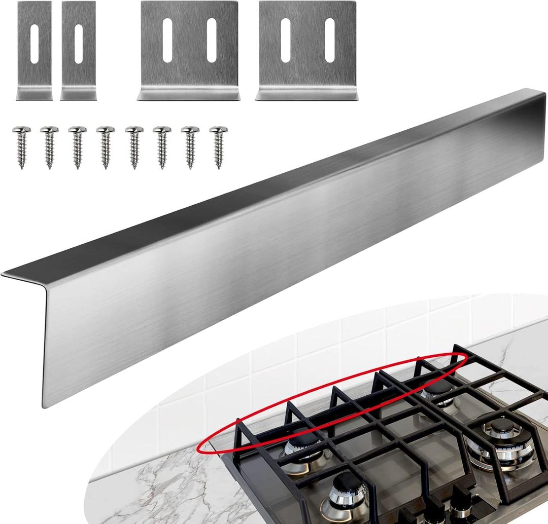30" Stove Gap Filler, Slide-in Range Rear Filler Kit - Stainless Steel Backsplash for Stove, Easy to Install Backsplash Behind Stove Between Stove Range and Wall for Most Brand Kitchen Stoves (Silver)