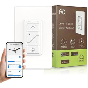 2-in-1 Smart Dual Wall Switch- Independent Fan Speed Control and Light Dimmer Compatible with Alexa, Google Assistant and Smartlife, Single Pole, Neutral Wire Needed, 2.4GHz Wi-Fi
