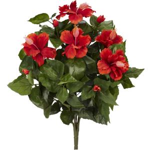 Nearly Natural 20 Hibiscus (Set of 4) Artificial Plant, Red