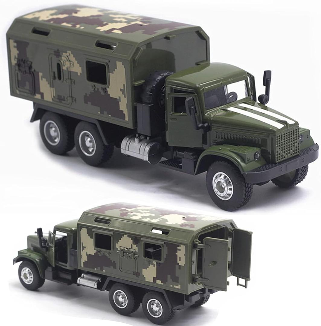 OTONOPI Military Truck Metal Diecast Army Armored for Boys Girls Pull Back Toy Model Car Treatment Transport Vehicle with Lights and Sounds