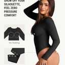 FeelinGirl Women's Long Sleeve Shapewear Bodysuit for Tummy Control Seamless Body Suits Thong V Neck Going Out Tops (Black, XS)