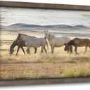 Wild Horses Wall Art Framed: Wildlife Animals Pictures Horse Artwork Painted Wood Painting for Bedroom(12x16)
