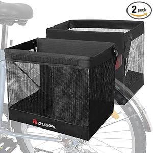 Bicycle Grocery Panniers, 2PCS Foldable Bike Panniers Bags for Rear Rack, Rear Bike Basket Ebike Rear Rack Bags for Shopping Cycling Traveling Commuting(2 Pack)