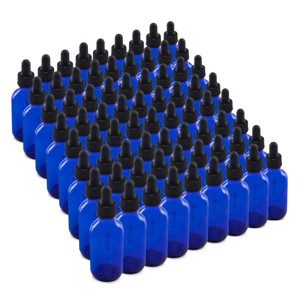 The Bottle Depot - 2 oz Glass Dropper Bottle - 72 Pack - Blue - Tincture Bottles With Dropper