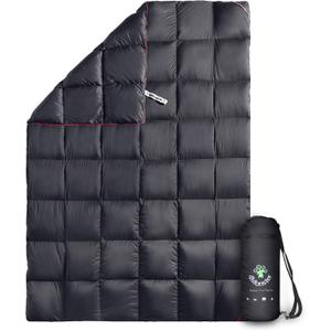 4Monster Down Camping Blanket, 650 Fill Power Ultralight Packable Puffy Blanket, Warm, Waterproof & Windproof Outdoor Quilt for Backpacking, Travel, Stadium, Beach