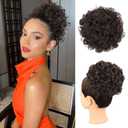 Curly Hair Bun Brown Hair Accessories Faux Bun Clip in Ponytail Hair Extensions for Black Women Large Curly Hair Buns Hair Piece Synthetic Messy Bun Hair Pieces for Women Updos (4#)