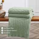 TREELY 100% Cotton Knitted Throw Blanket Couch Cover Blanket(31 x 40 Inches, Light Sage Green)
