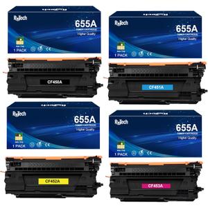 655A Toner Cartridge,Replacement for HP 655 A CF450A for HP Color LaserJet Enterprise M652 M653 M652n M652 M653dn M653x M653,Black Cyan Yellow Magenta,4 Pack