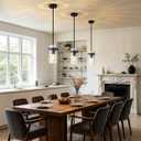 Farmhouse Black Hammered Glass Pendant Lights Kitchen Island for Foyer | D5.5" Black Pendant Lights over Island with Hammered Hand-Blown Glass over Sink , E26 Base, Height Adjustable, 1 Pack