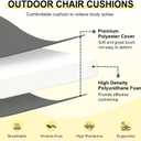 downluxe Outdoor Chair Cushions Set of 2 for Patio Furniture, Water-Resistant Square Corner Patio Chair Cushions with Ties, High Density Foam Outdoor Seat Cushion, 18.5" X 16" X 3", Dark Grey